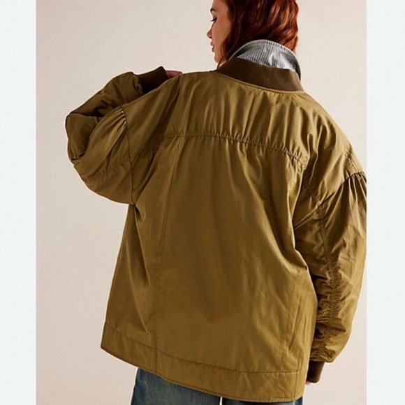 NWT Free People We The Free Becca Bomber Jacket w/ Quilted Cobalt Lining - Picture 3 of 14